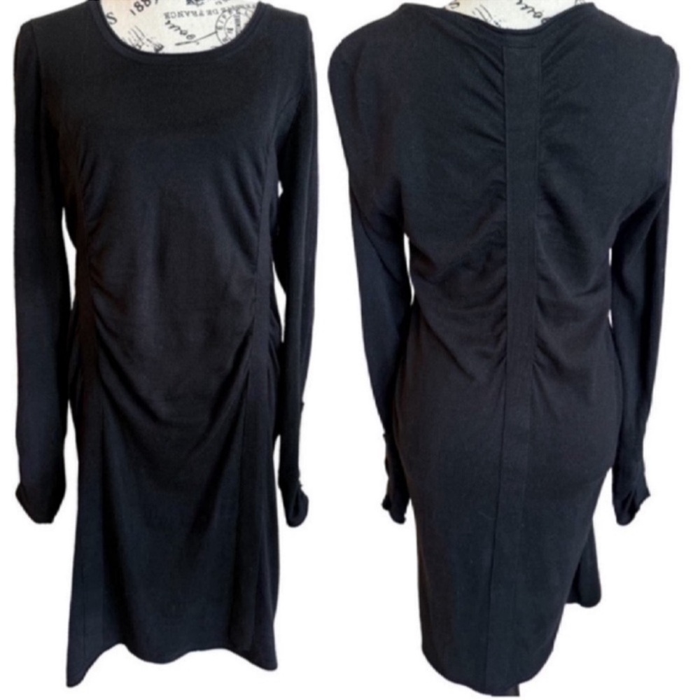 Athleta Sweater Knit dress tunic Heaven Dress ruched black medium